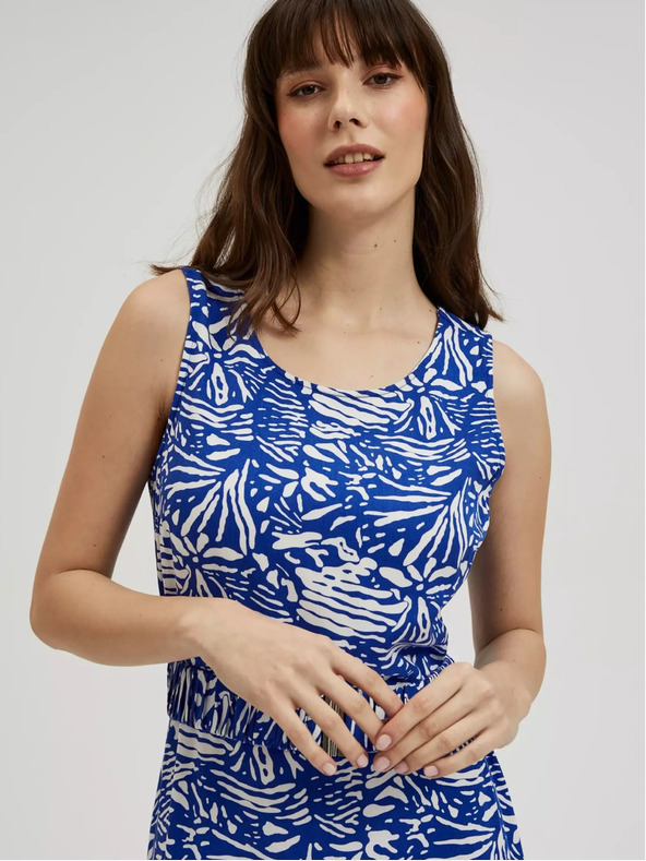 Moodo Blau gemustertes Midikleid Moodo