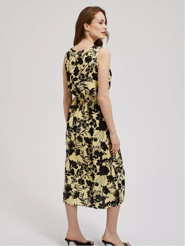 Moodo Gelbes geblümtes Midikleid Moodo