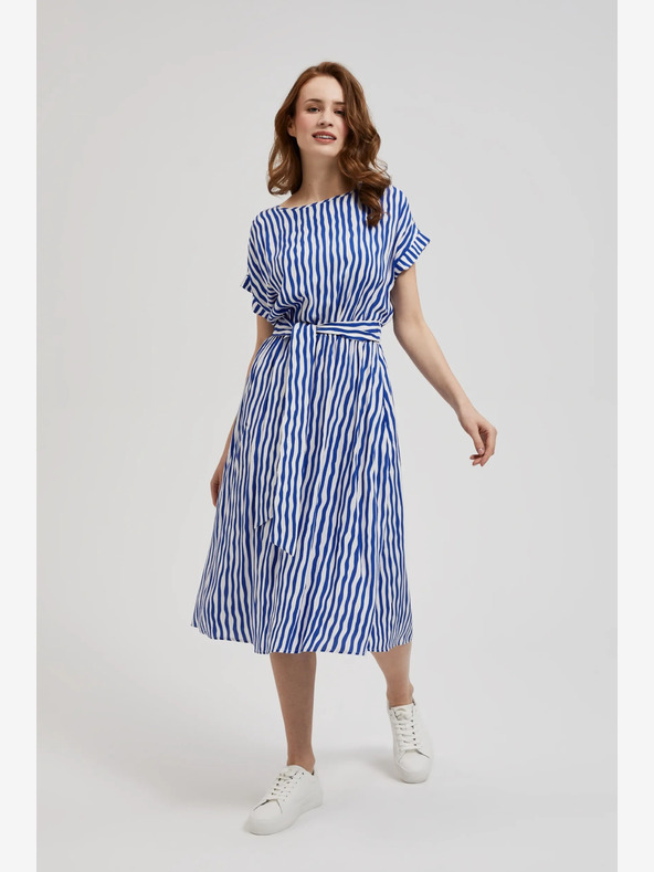 Moodo Blau gestreiftes Midikleid Moodo