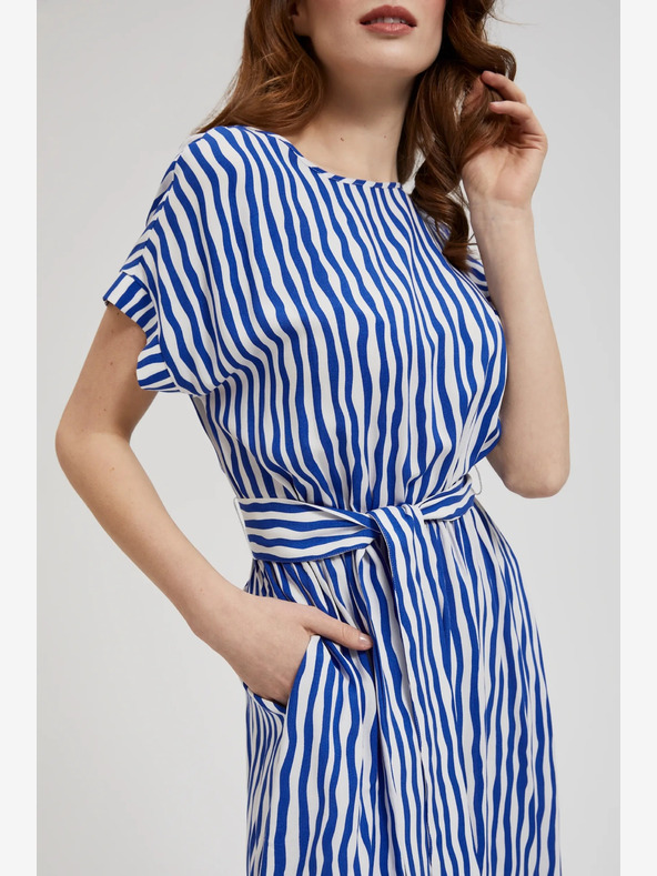 Moodo Blau gestreiftes Midikleid Moodo