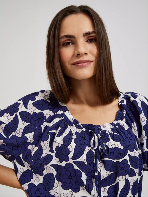 Moodo Lila geblümtes Kleid mit gerüschten Ärmeln Moodo