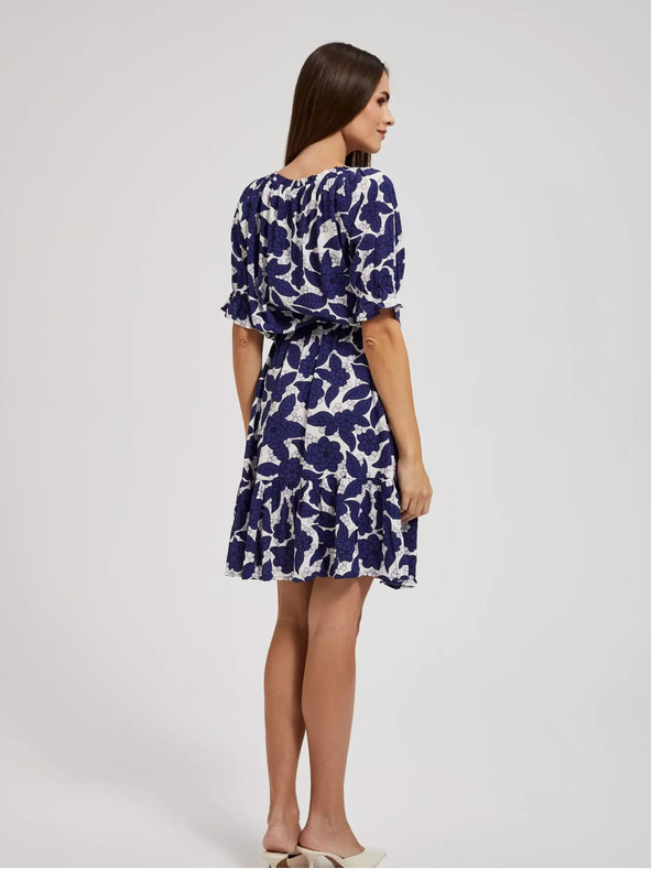 Moodo Lila geblümtes Kleid mit gerüschten Ärmeln Moodo