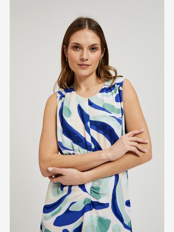 Moodo Blau gemustertes Midikleid Moodo