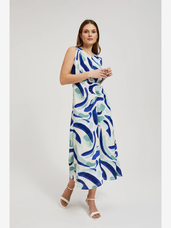 Moodo Blau gemustertes Midikleid Moodo