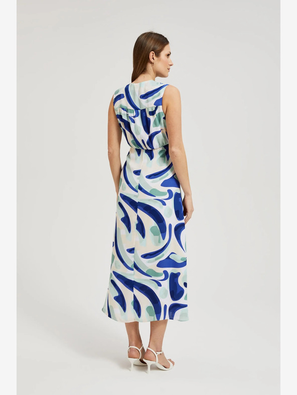 Moodo Blau gemustertes Midikleid Moodo