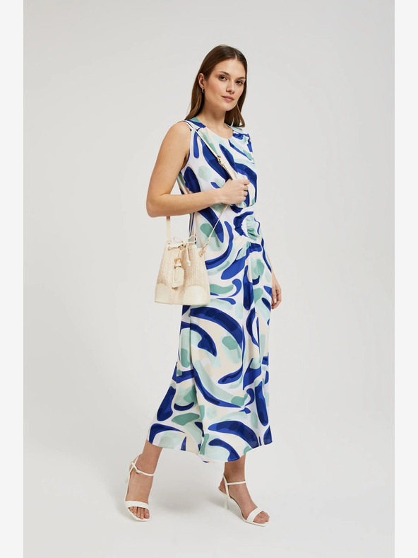 Moodo Blau gemustertes Midikleid Moodo