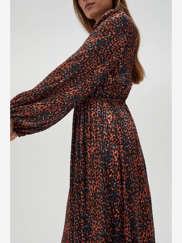 Moodo Orange und braun gemustertes Damenkleid Moodo