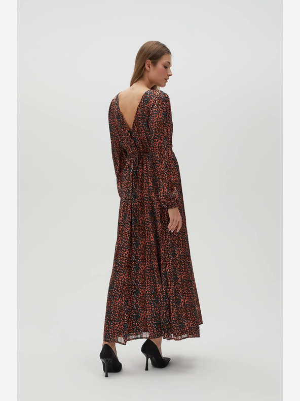 Moodo Orange und braun gemustertes Damenkleid Moodo
