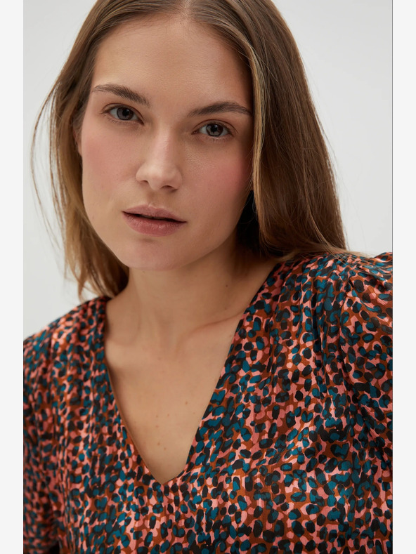Moodo Orange und braun gemustertes Damenkleid Moodo