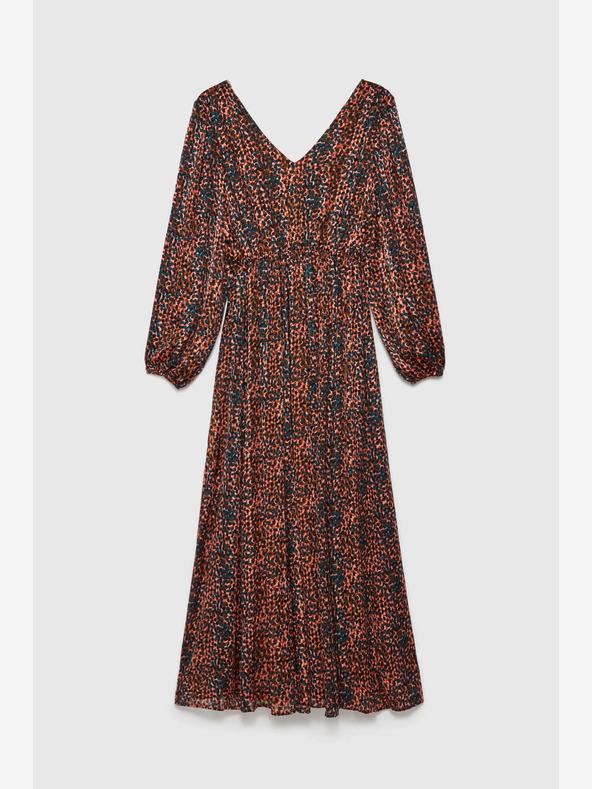 Moodo Orange und braun gemustertes Damenkleid Moodo