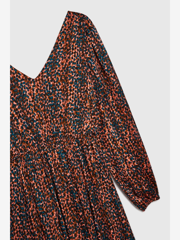 Moodo Orange und braun gemustertes Damenkleid Moodo
