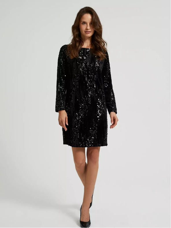 Moodo Damen Pailletten Party Kleid Moodo