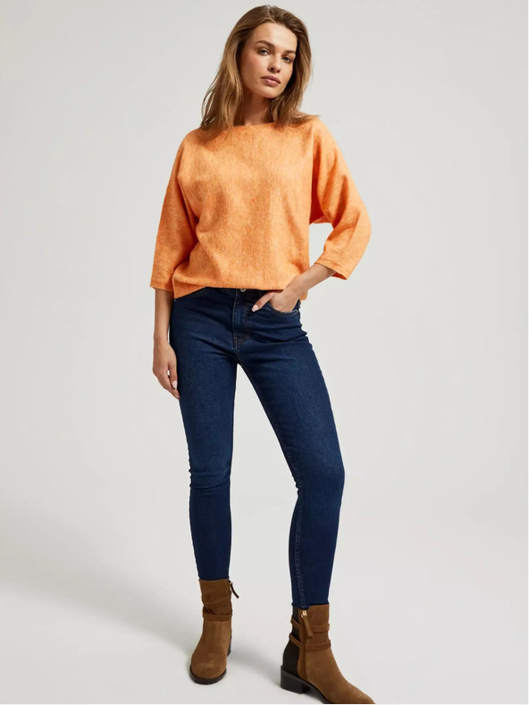 Moodo Orangefarbener 3/4-Arm-Pullover Moodo