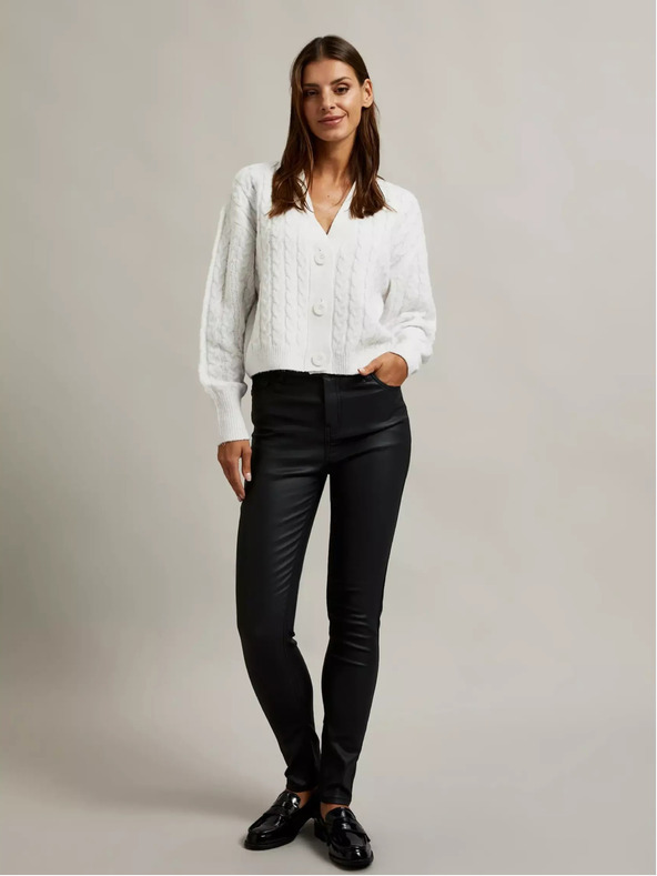 Moodo Weiße kurze Strickjacke mit Knöpfen Moodo