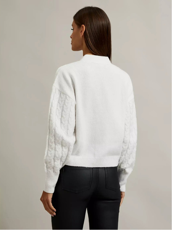 Moodo Weiße kurze Strickjacke mit Knöpfen Moodo