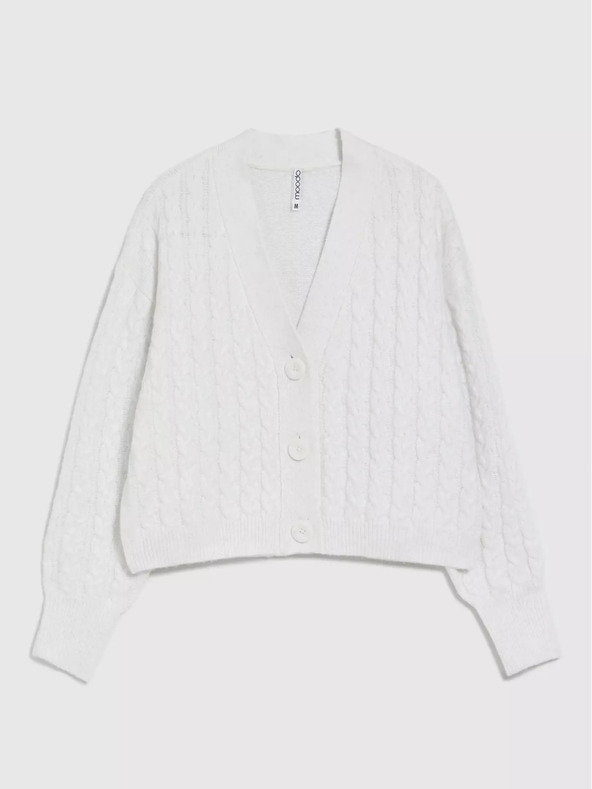 Moodo Weiße kurze Strickjacke mit Knöpfen Moodo
