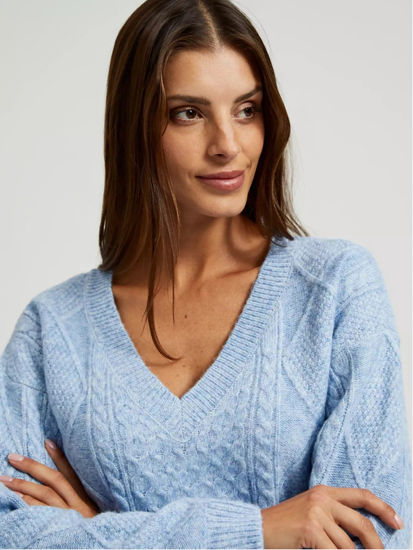 Moodo Blaue Strickjacke mit V-Ausschnitt Moodo