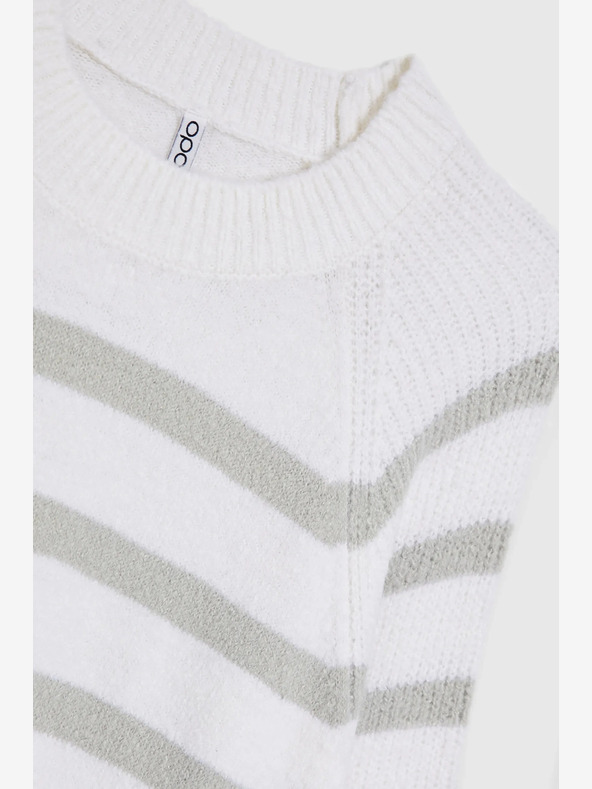 Moodo Moodo Grau gestreifter weißer Pullover