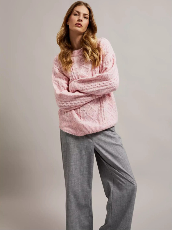 Moodo Rosa Pullover mit lockerem Schnitt Moodo