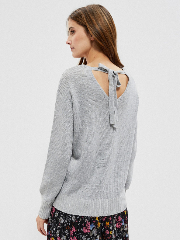 Moodo Grauer Damen Glanzpullover Moodo