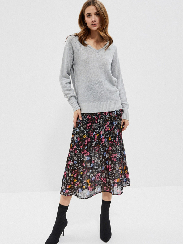 Moodo Grauer Damen Glanzpullover Moodo