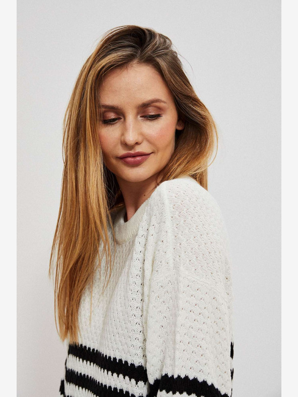 Moodo Schwarz-weiß gestreifter Damen-Pullover Moodo