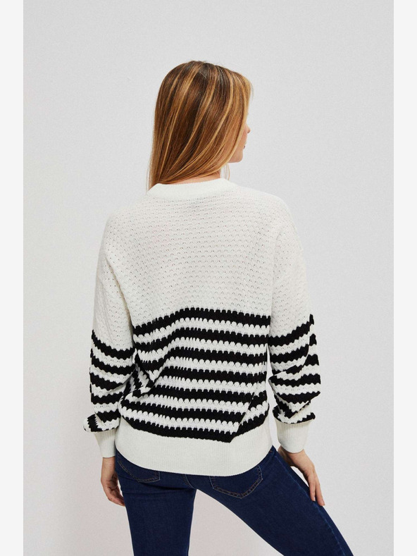 Moodo Schwarz-weiß gestreifter Damen-Pullover Moodo