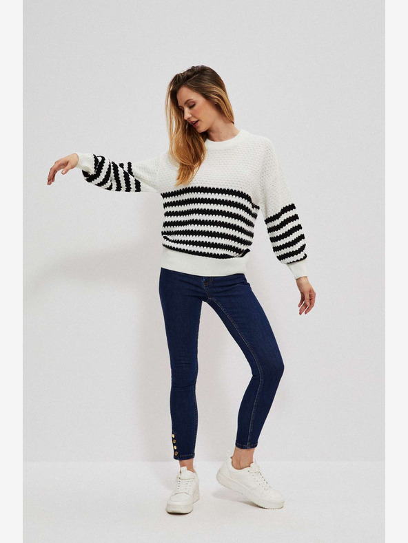 Moodo Schwarz-weiß gestreifter Damen-Pullover Moodo