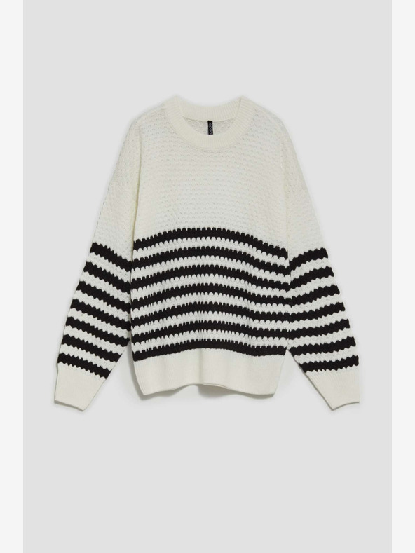 Moodo Schwarz-weiß gestreifter Damen-Pullover Moodo