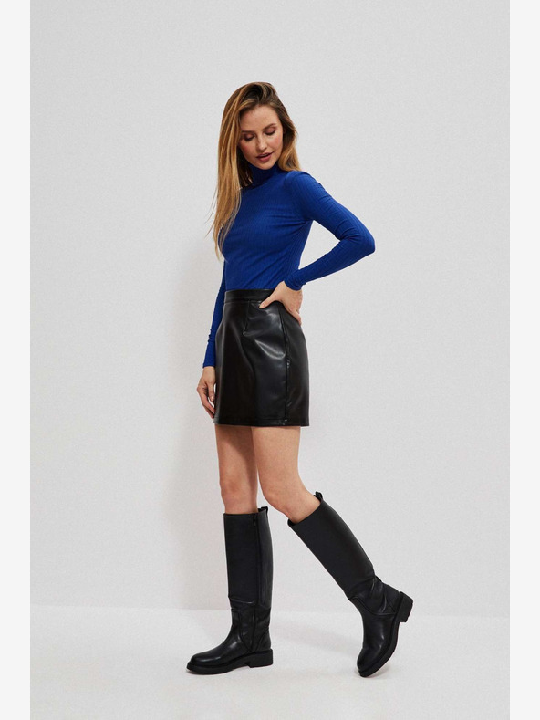 Moodo Schwarzer Kunstlederrock für Damen Moodo