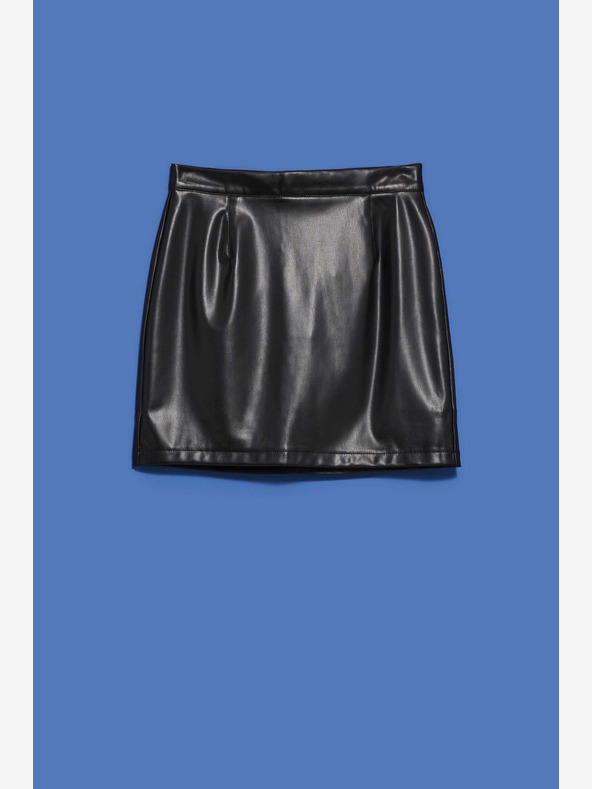 Moodo Schwarzer Kunstlederrock für Damen Moodo