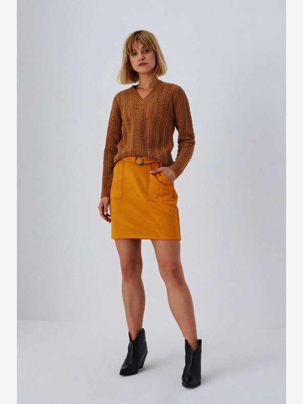 Moodo Orange Damen Wildlederrock Moodo