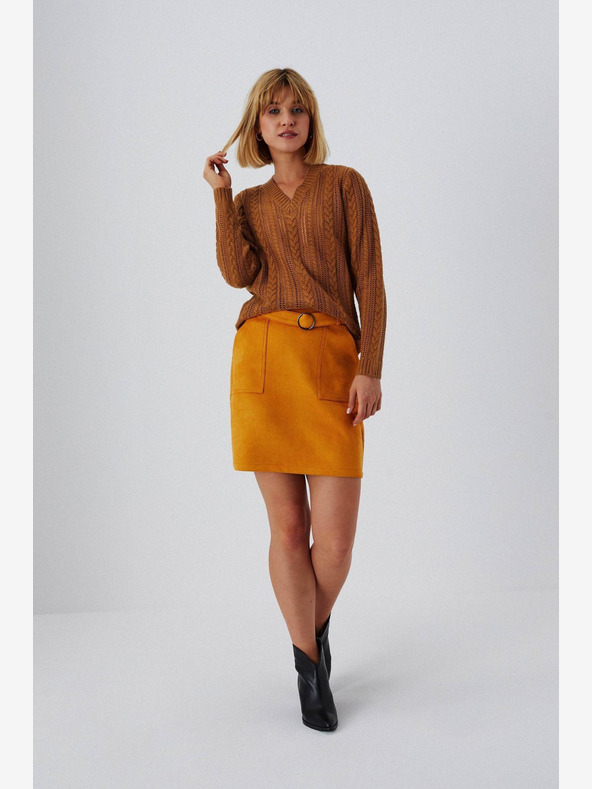 Moodo Orange Damen Wildlederrock Moodo