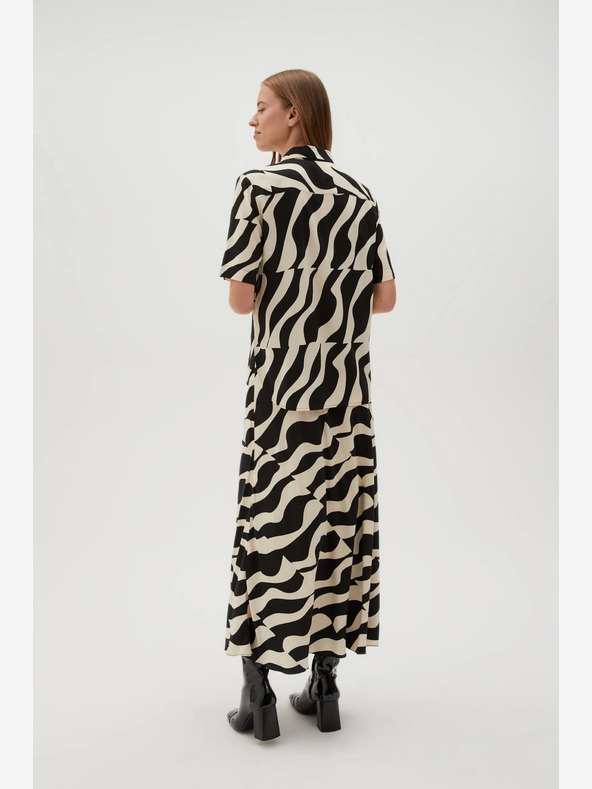 Moodo Moodo Beige und Schwarz Gemusterter Rock für Damen