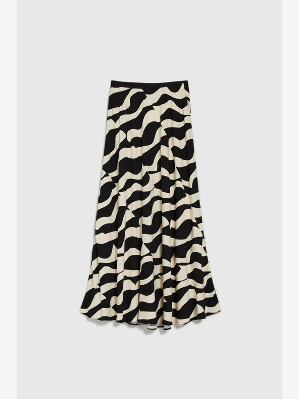 Moodo Moodo Beige und Schwarz Gemusterter Rock für Damen