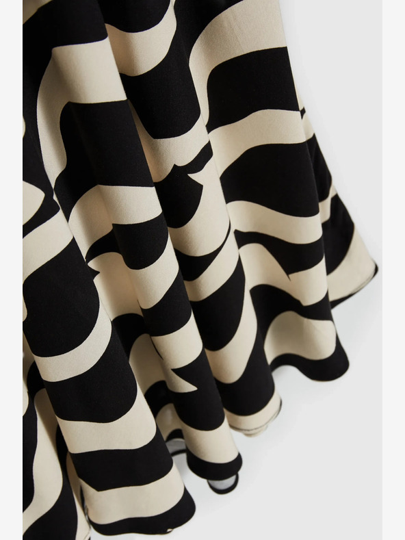 Moodo Moodo Beige und Schwarz Gemusterter Rock für Damen