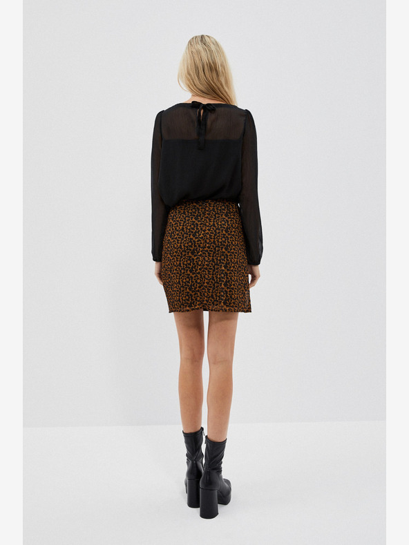 Moodo Schwarz und braun gemusterter Damenrock Moodo