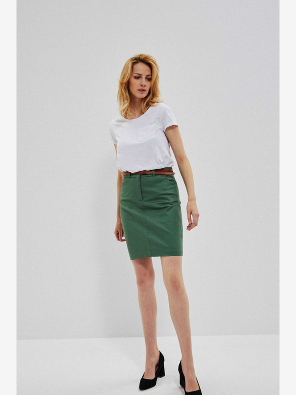 Moodo Grüner Damenrock mit Gürtel Moodo