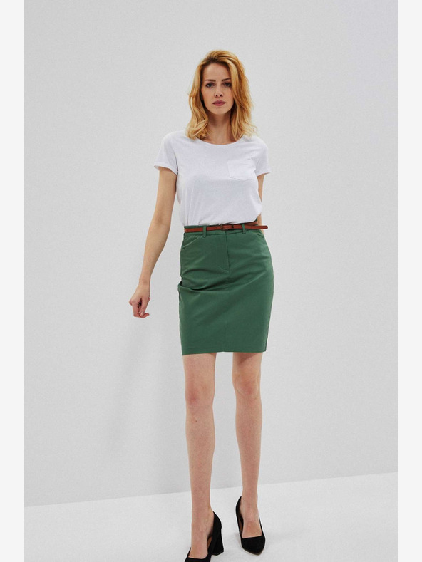 Moodo Grüner Damenrock mit Gürtel Moodo