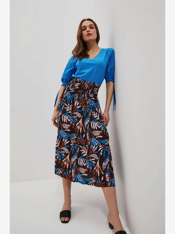 Moodo Blau und braun gemusterter Damenrock Moodo