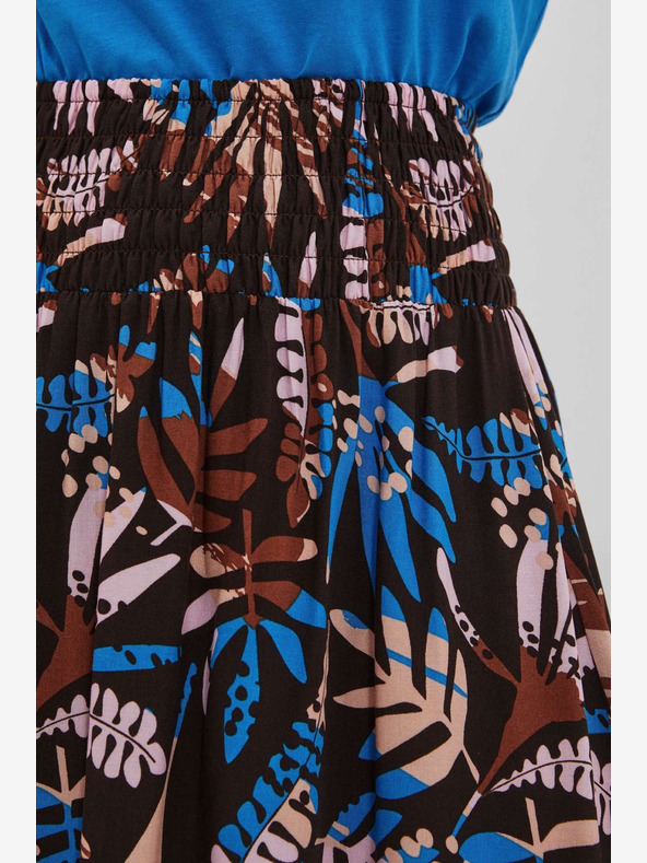 Moodo Blau und braun gemusterter Damenrock Moodo