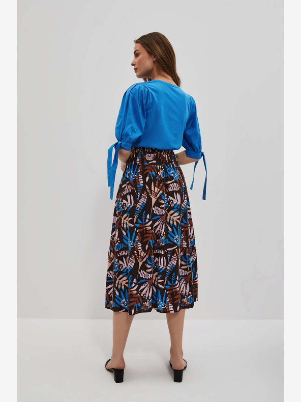 Moodo Blau und braun gemusterter Damenrock Moodo