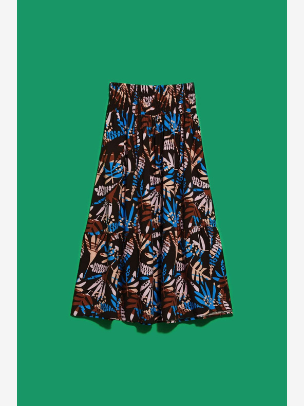 Moodo Blau und braun gemusterter Damenrock Moodo