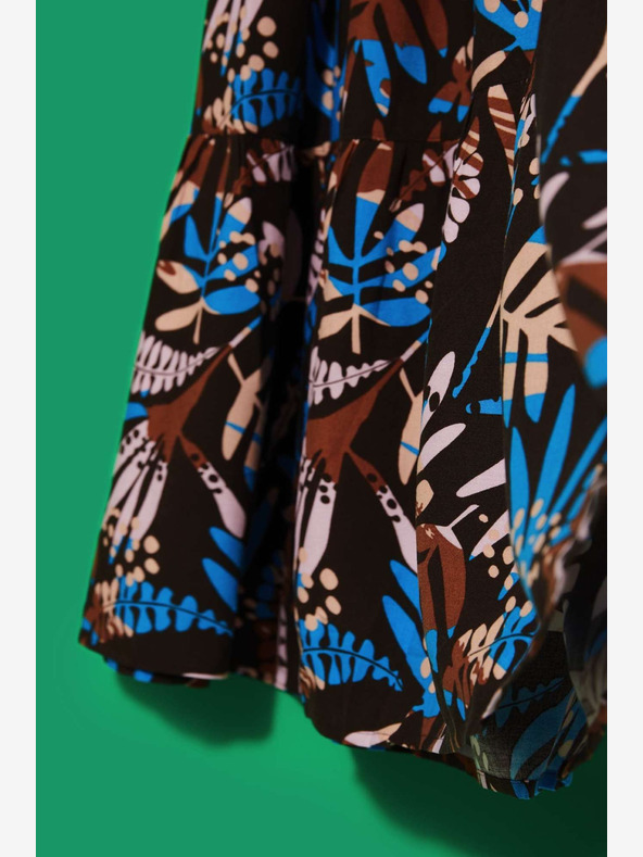 Moodo Blau und braun gemusterter Damenrock Moodo