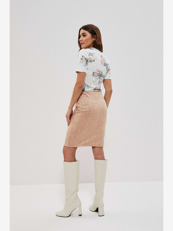 Moodo Beige Damen-Blumenrock Moodo