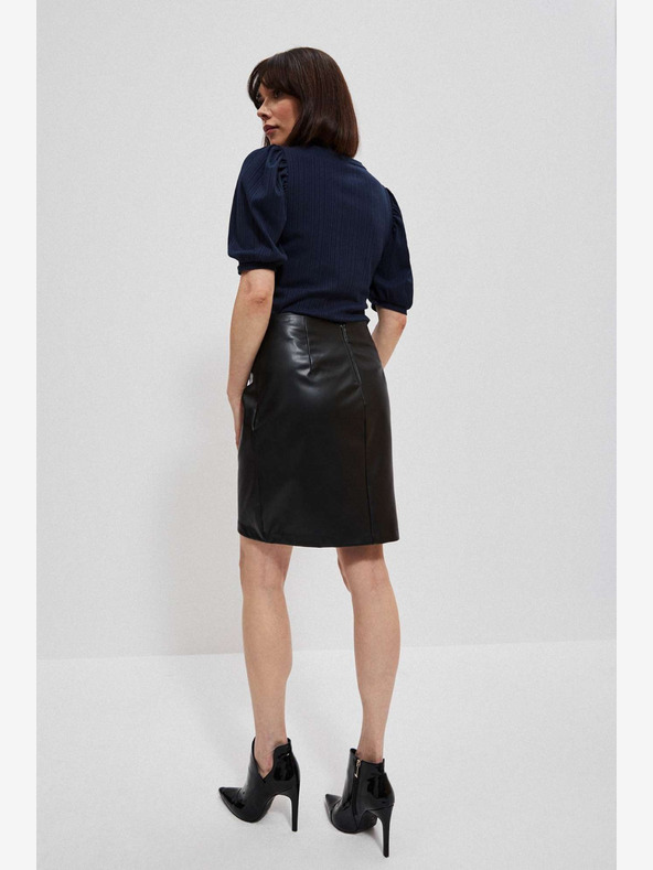 Moodo Schwarzer Kunstlederrock für Damen Moodo