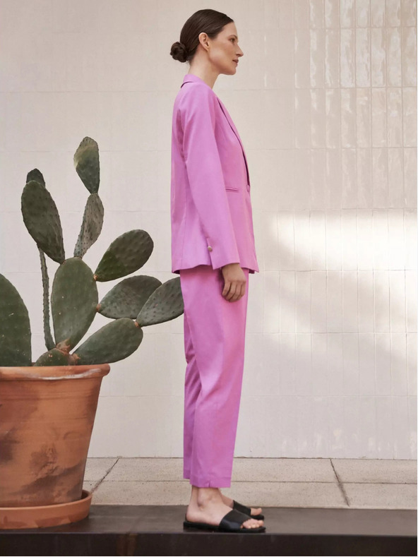 Moodo Rosa langärmeliger einreihiger Blazer Moodo