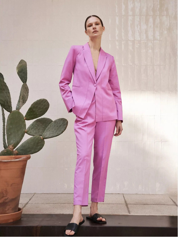 Moodo Rosa langärmeliger einreihiger Blazer Moodo