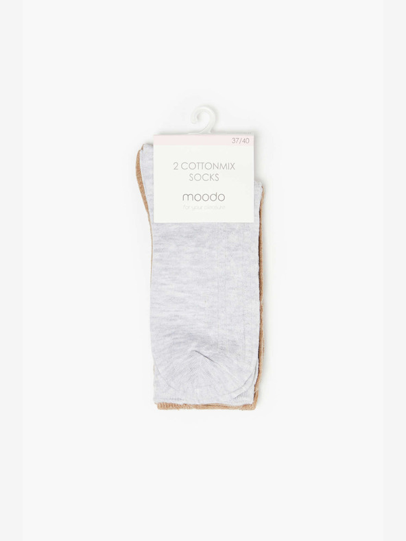 Moodo Set mit zwei Paar Damensocken in grau und beige Moodo