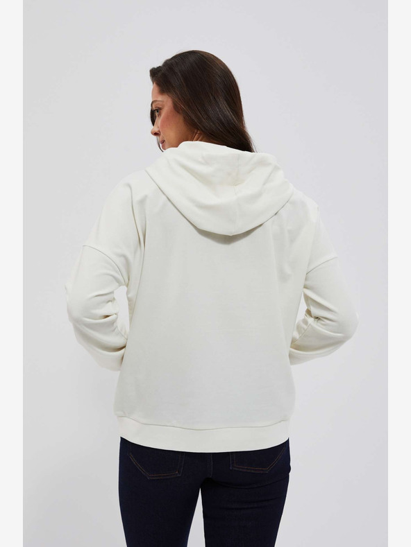 Moodo Cremefarbener Damen-Kapuzenpullover Moodo